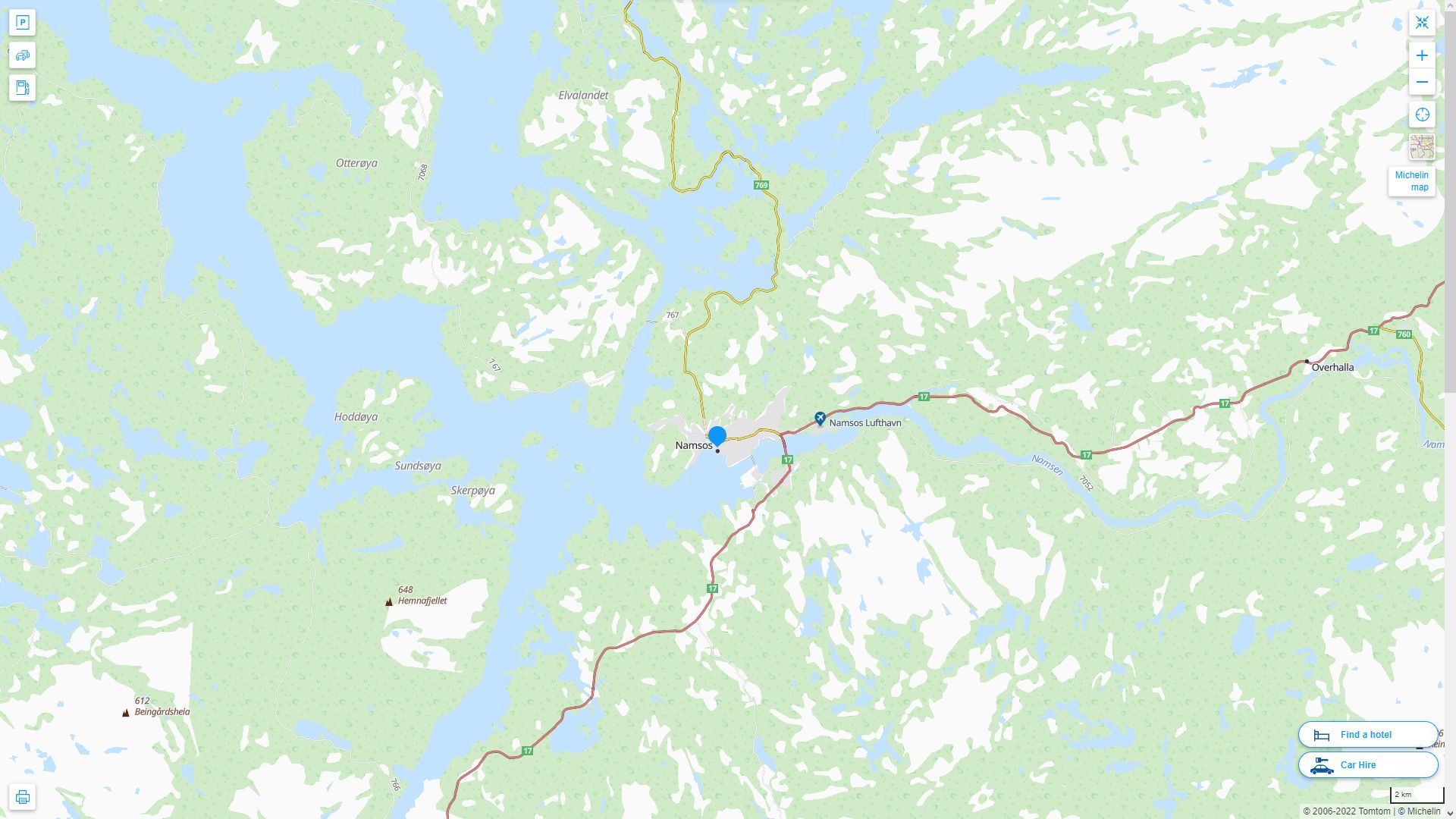 Namsos Highway and Road Map